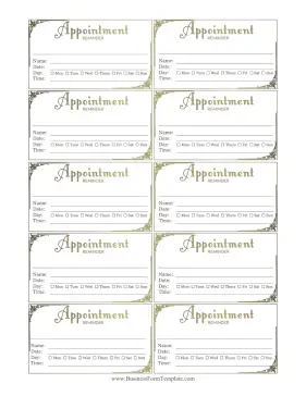 Fancy Gold Appointment Reminder Card Business Form Template