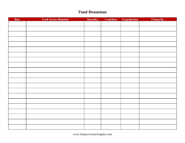 Food Charity Donation Log Business Form Template