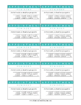 Recurring Appointment Reminder Card Business Form Template