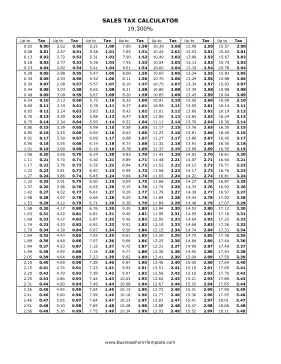 19.3% Sales Tax Calculator Business Form Template