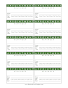 Green Appointment Reminder Card Business Form Template