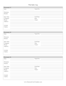 Warranty Log Business Form Template